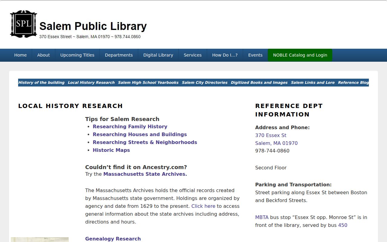 Essex County city directory research at the Salem Public Library local-history page