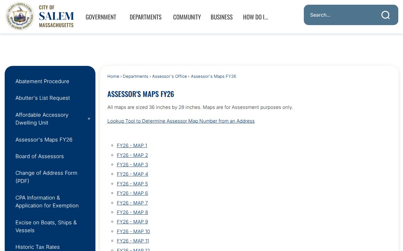 Essex County neighbors research example of Salem FY26 assessor maps